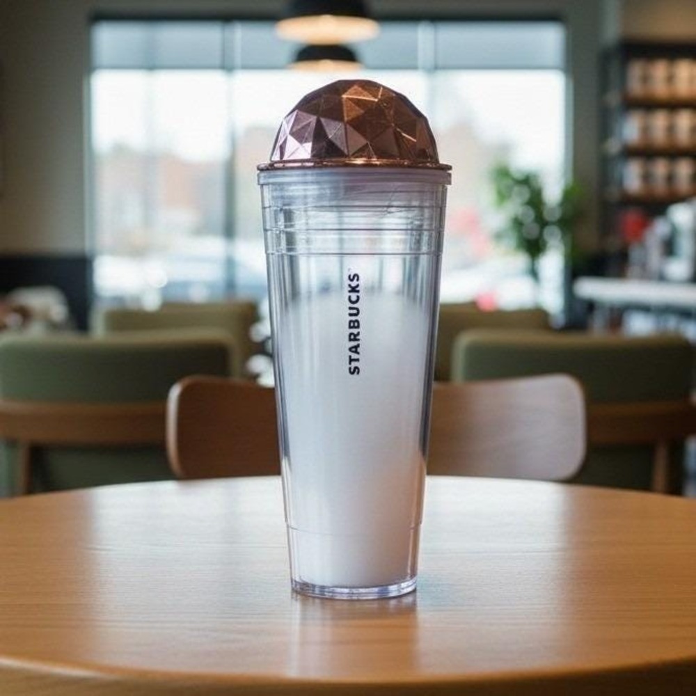 Starbucks Chiseled Rose White Cold Cup, Frost Prism Acrylic Travel Mug Drinkware